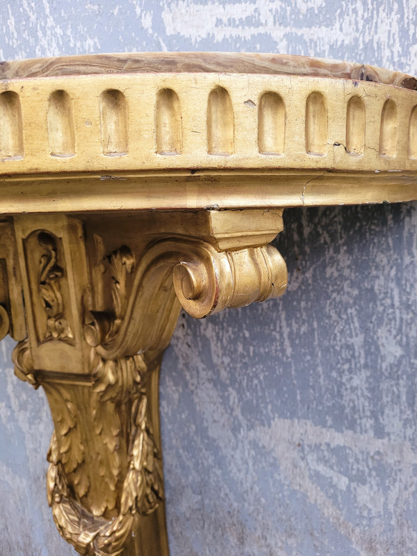 Console and mirror in gilded wood, Italy 18th century period