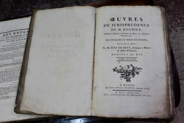 2 Volumes Of Old Books Of Jurisprudence From 1787 By M./Bouhier