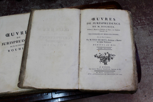 2 Volumes Of Old Books Of Jurisprudence From 1787 By M./Bouhier