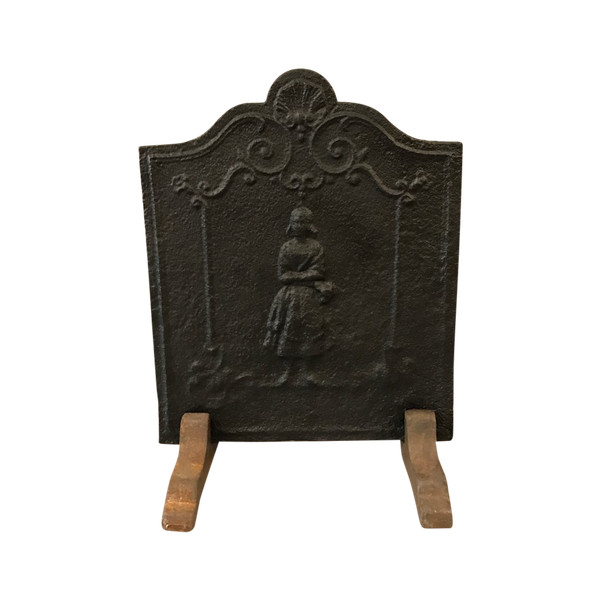 Small old cast iron fireback from the 18th century 