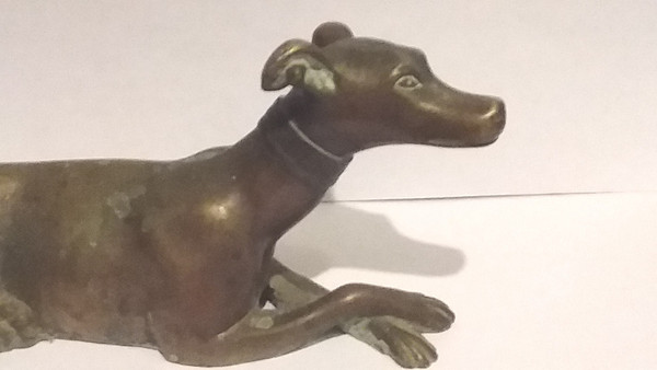 Pair of 19th century bronze greyhounds