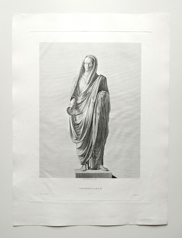 Etching Mythological Engraving Ancient Greece Priest 19th C Old Print