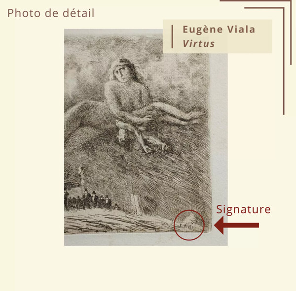 Eau-forte fantastique d'Eugène Viala : Virtus