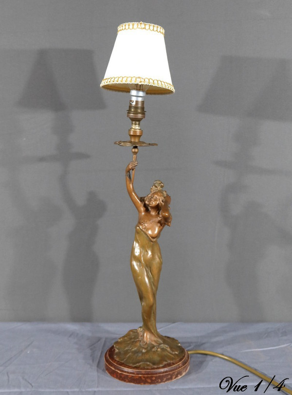 Regulate-Lampe im Jugendstil, signiert C.Rosa – Mitte des 20. Jahrhunderts