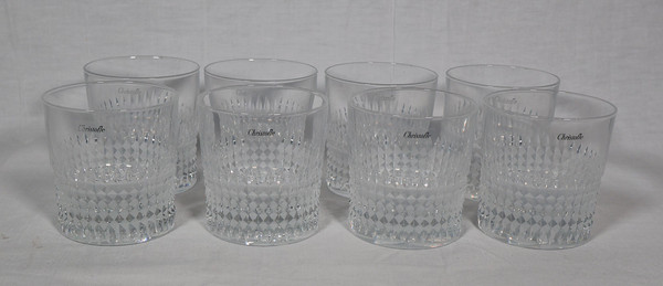 Christofle Set of 8 crystal whiskey glasses  