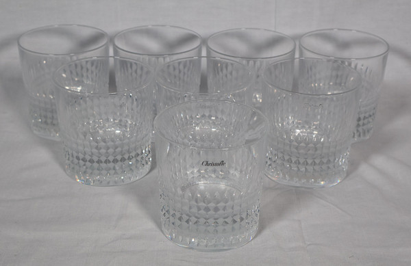 Christofle Set of 8 crystal whiskey glasses  