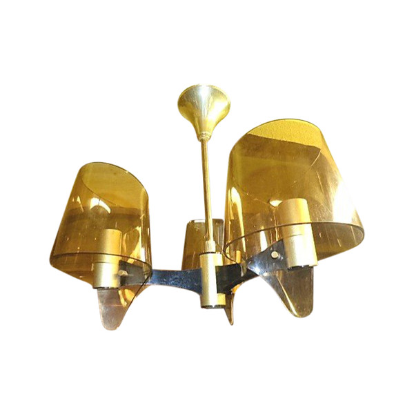 3-light ceiling chandelier "MAISON CHARLES" 60s/70s vintage