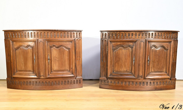 Pair of Important Walnut Property Corners, Regency Style – 18th Century