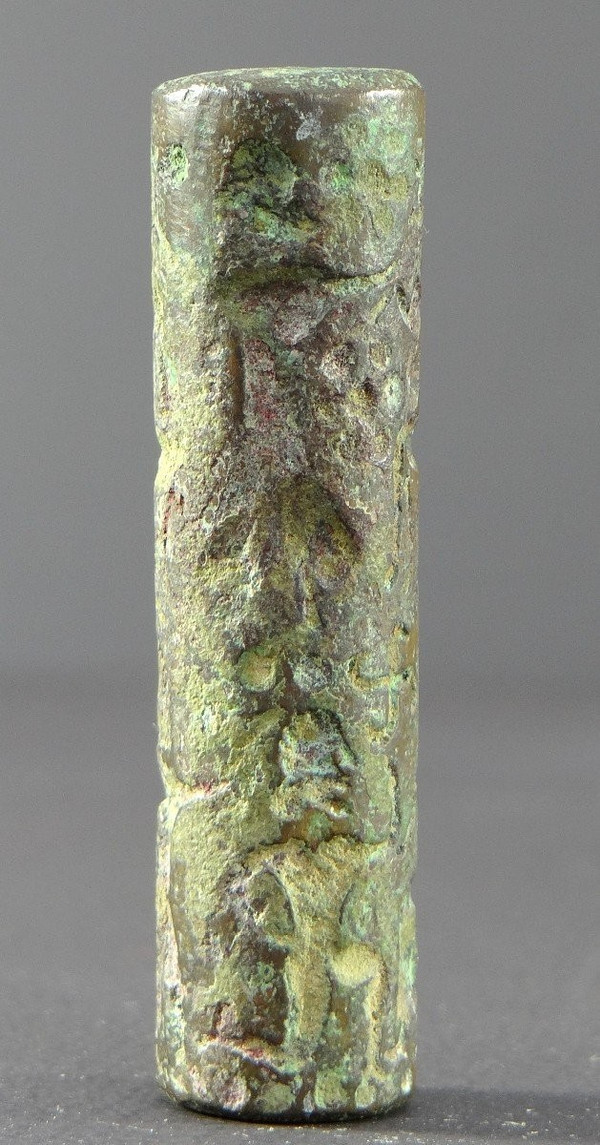 Bactrian Civilization, 3rd-1st Century BC, Rare Bronze Cylinder Seal.