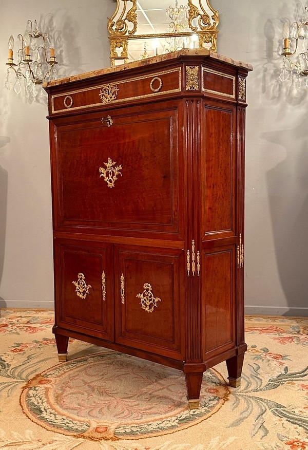 Etienne Levasseur, Secretary In Stamped Mahogany, Louis XVI Period Circa 1770