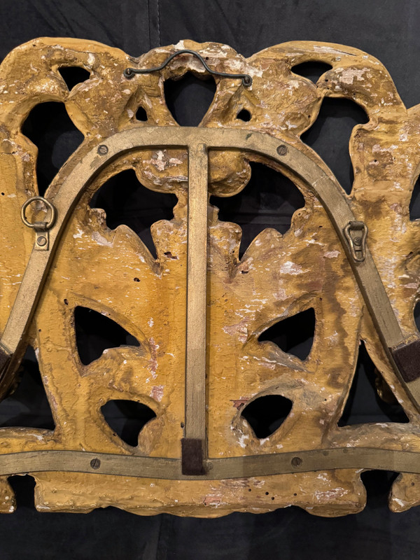 Rare coat rack in gilded wood, Italy, 19th century.