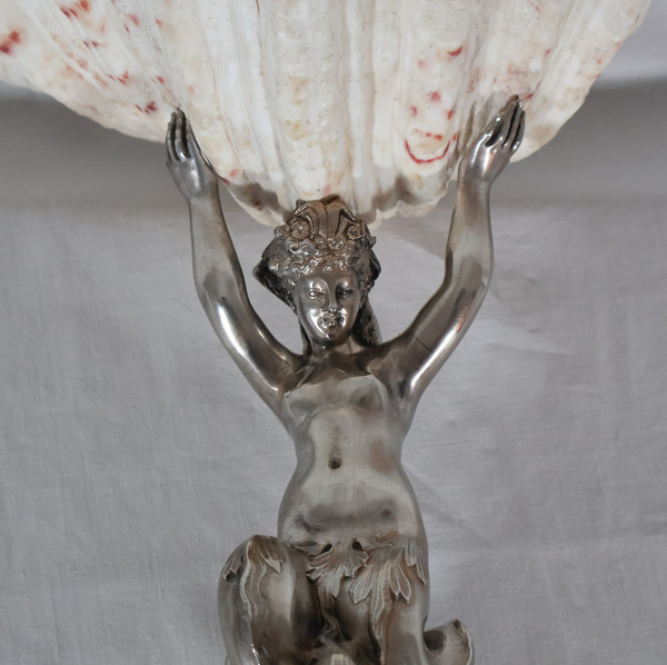 Nereid Stoup With Tridacna Shell 19th Century 