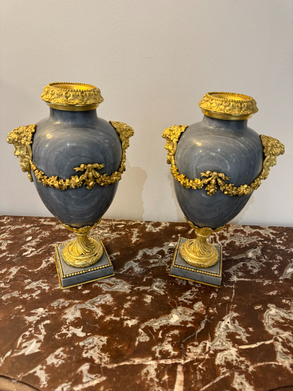 PAIR OF LOUIS XVI STYLE FAUN HEAD CASSOLETTES