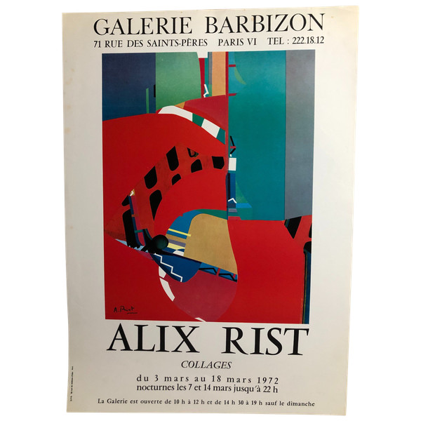 Poster Alix Rist Galerie Barbizon Paris 1972