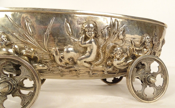 Table Nave German Silver Hanau Amphitrite Dolphins 488gr 19th century