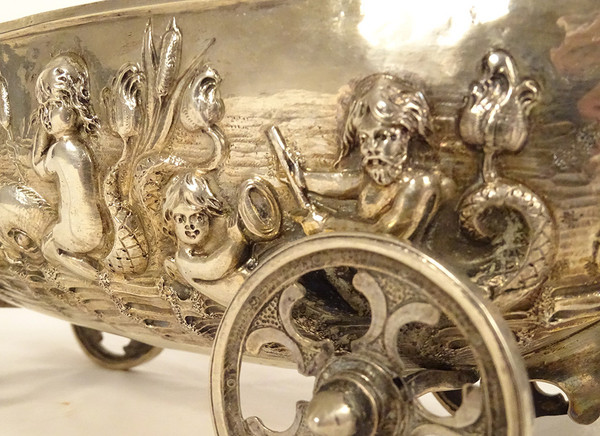 Table Nave German Silver Hanau Amphitrite Dolphins 488gr 19th century