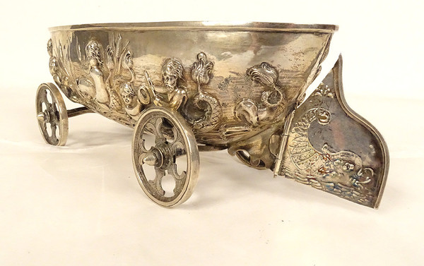 Table Nave German Silver Hanau Amphitrite Dolphins 488gr 19th century