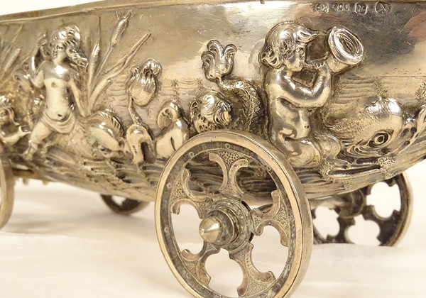 Table Nave German Silver Hanau Amphitrite Dolphins 488gr 19th century