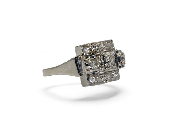 Anello con diamante Art-Deco