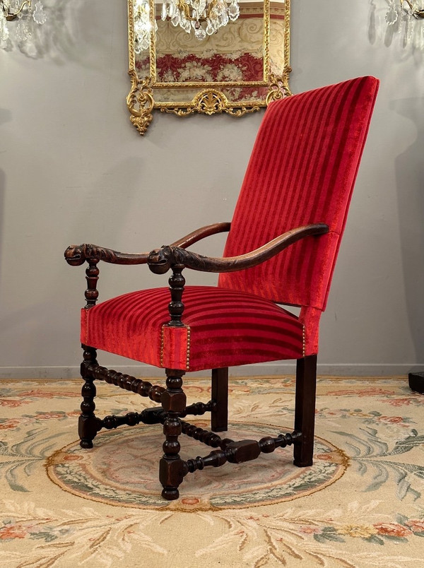 Louis XIV period 17th century walnut armchair