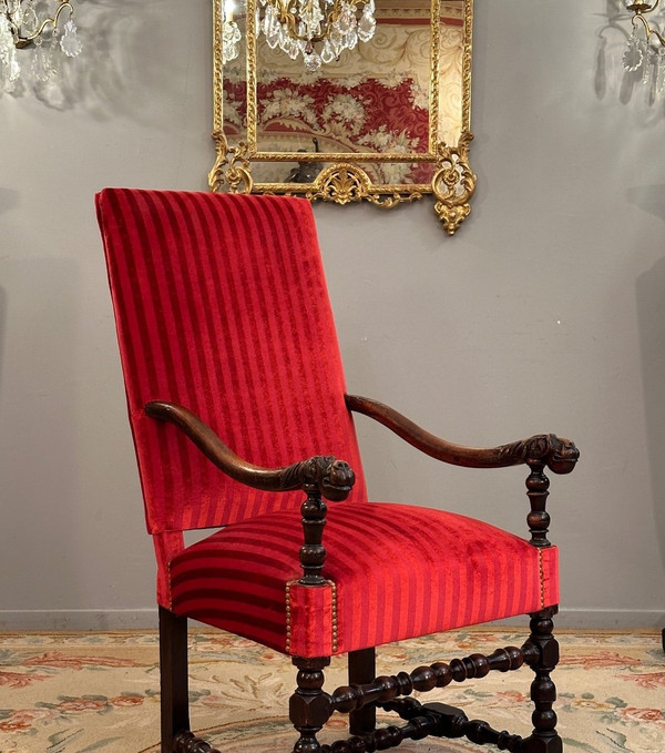 Louis XIV period 17th century walnut armchair