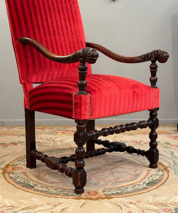 Louis XIV period 17th century walnut armchair