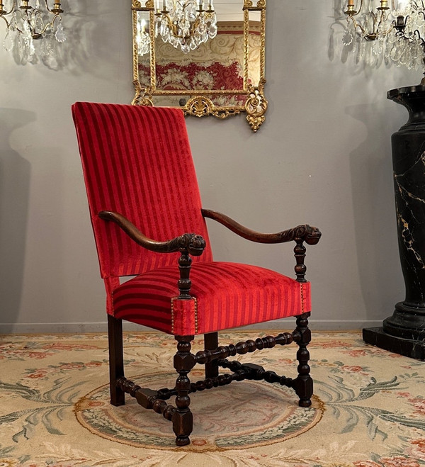 Louis XIV period 17th century walnut armchair