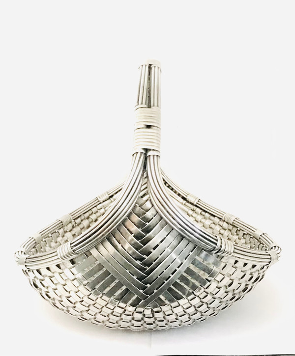 Vannerie fruit basket attributed to Christofle silverware