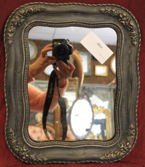 30 X 36 Cm Small Antique Napoleon III Mirror, Mercury Glass