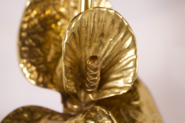 Anthurium lamp in gilded brass