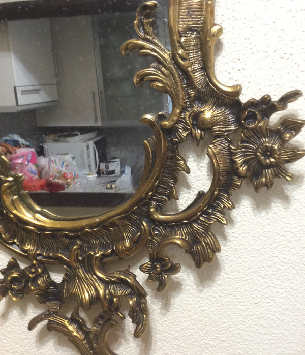 Louis XV style gilt bronze contour mirror