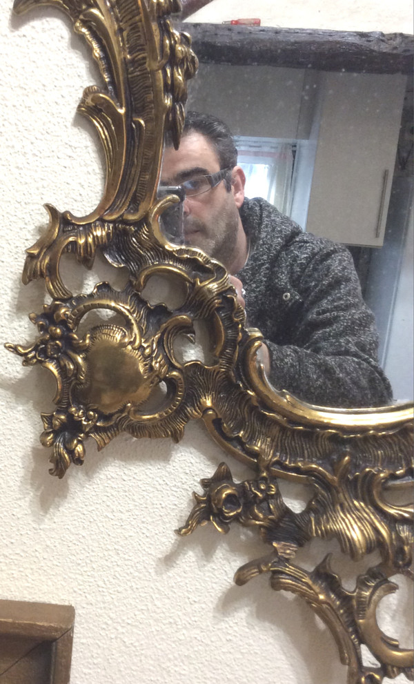 Louis XV style gilt bronze contour mirror