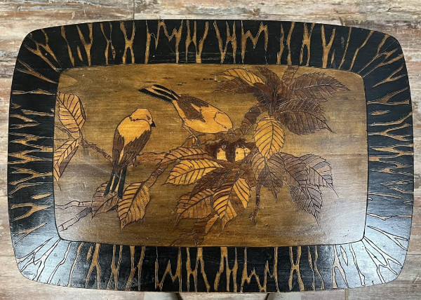 In the spirit of the École de Nancy: magnificent marquetry tea table circa 1900