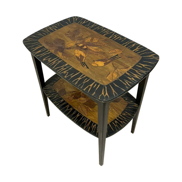 In the spirit of the École de Nancy: magnificent marquetry tea table circa 1900