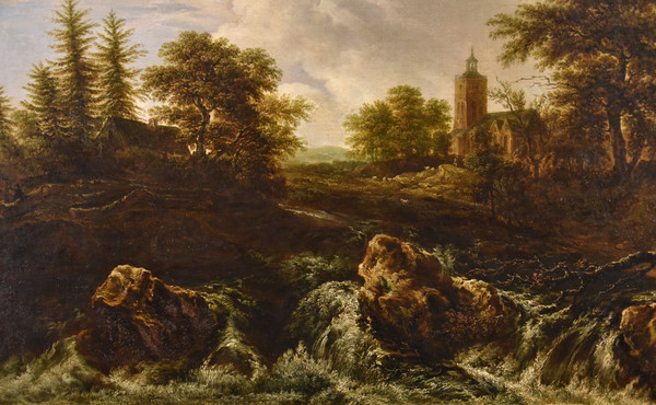 Wooded Landscape With Waterfall, Jacob Van Ruisdael (haarlem 1628-amsterdam 1682) Attributable