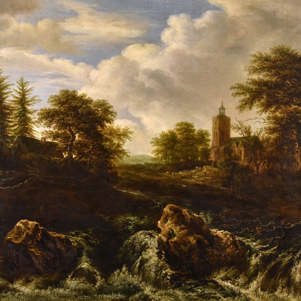 Wooded Landscape With Waterfall, Jacob Van Ruisdael (haarlem 1628-amsterdam 1682) Attributable