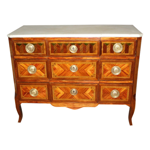 18th Century Transition Inlaid Chest Of Drawers