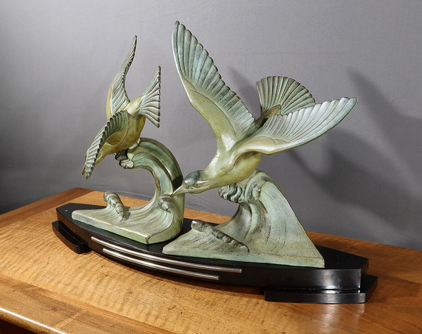 Large Regule "Les Mouettes", attributed to I.Rochard, Art Deco - 1940