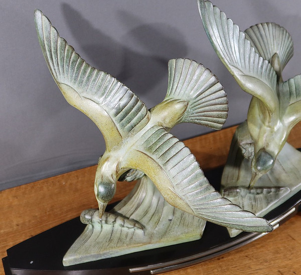 Large Regule "Les Mouettes", attributed to I.Rochard, Art Deco - 1940