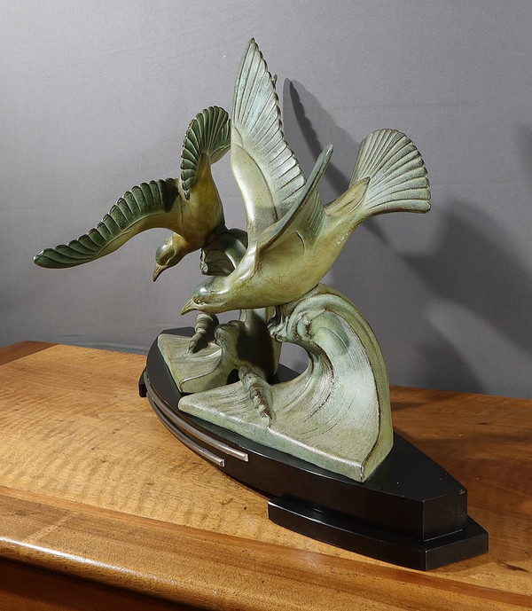 Large Regule "Les Mouettes", attributed to I.Rochard, Art Deco - 1940