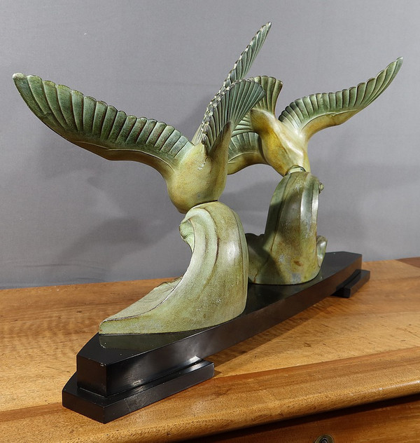 Large Regule "Les Mouettes", attributed to I.Rochard, Art Deco - 1940