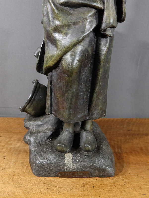 Statue en Régule « Jeune Mère » par L. Steiner – Fin XIXe