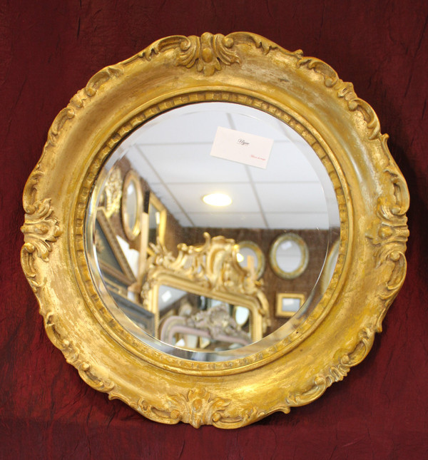 Ø 47 Cm, Miroir Rond De Style Louis XV, Glace Biseautée