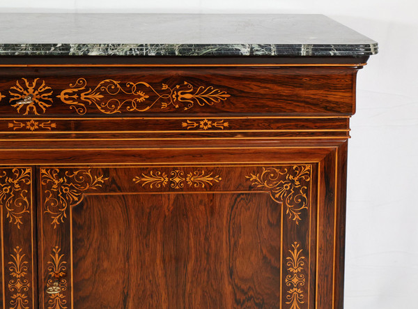 Charles X period rosewood chest of drawers with doors