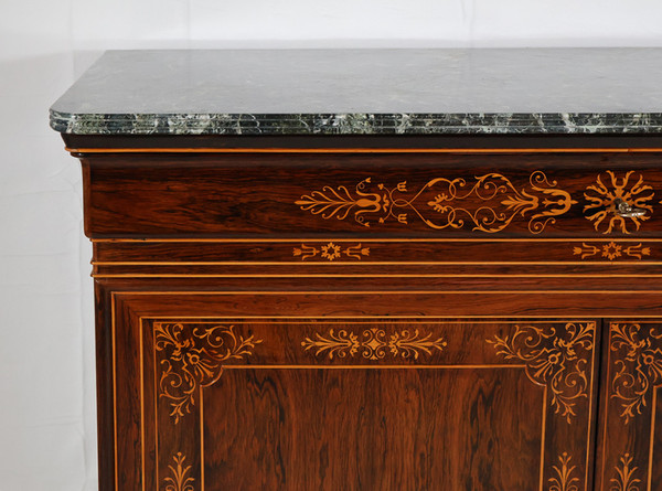 Charles X period rosewood chest of drawers with doors