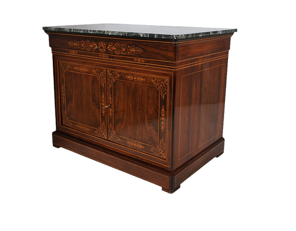 Charles X period rosewood chest of drawers with doors