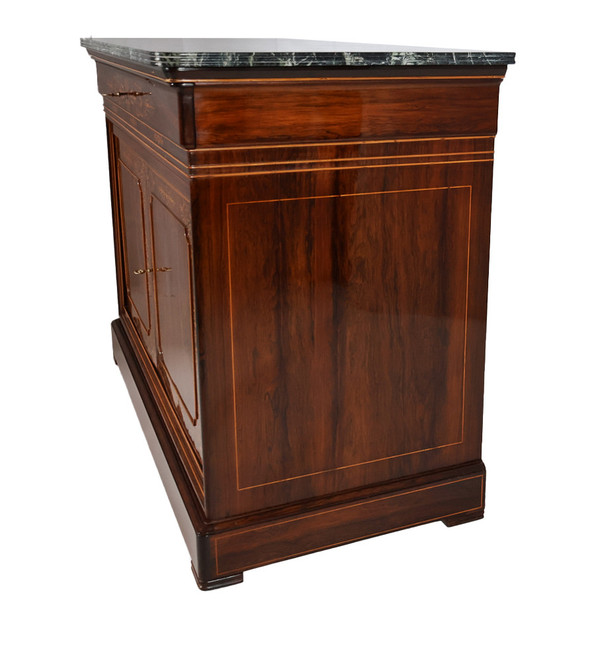 Charles X period rosewood chest of drawers with doors