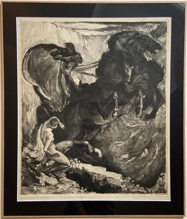 Etching 'The Abduction of Proserpina ' by Jean-Louis VIARD