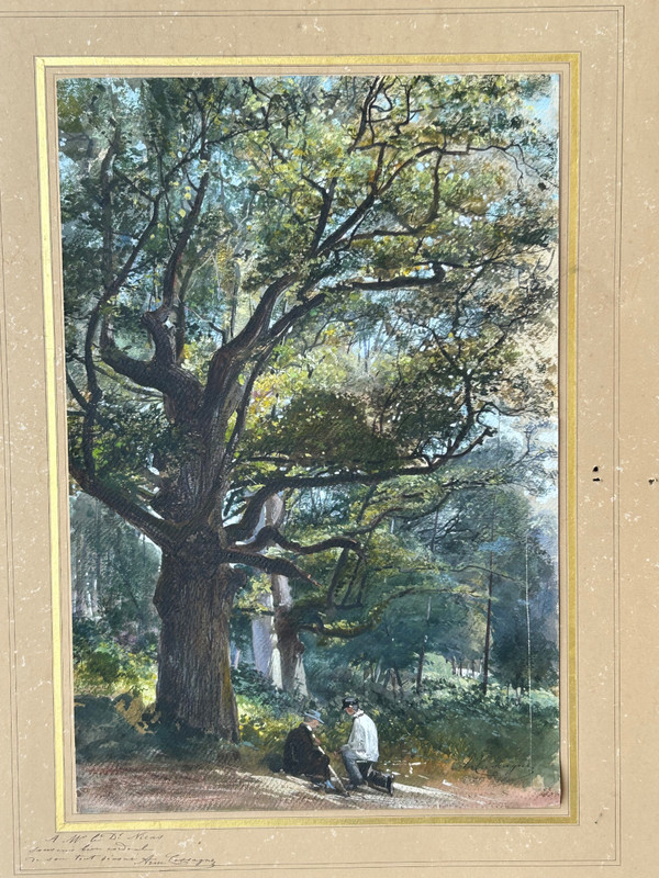 Armand Théophile Cassagne (1823-1907) Veduta acquerellata della foresta di Fontainebleau 1866