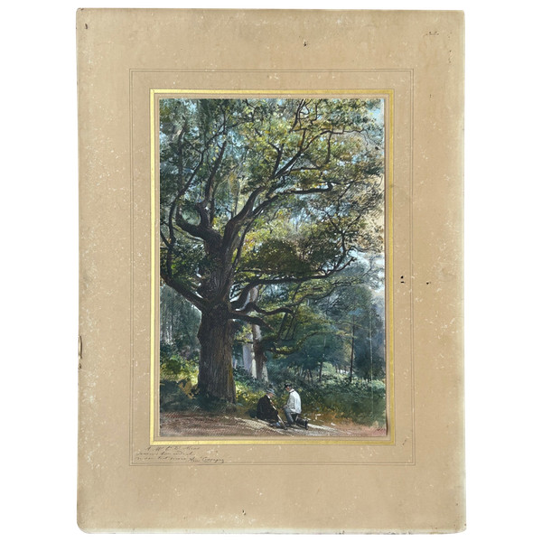 Armand Théophile Cassagne (1823-1907) Veduta acquerellata della foresta di Fontainebleau 1866